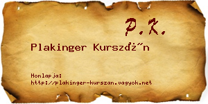 Plakinger Kurszán névjegykártya